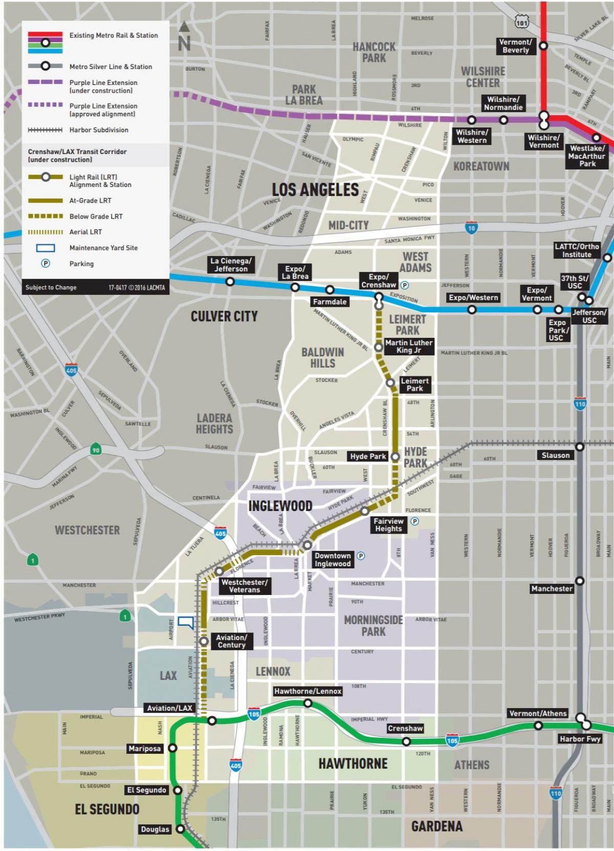 mapa de metro de la línea crenshaw