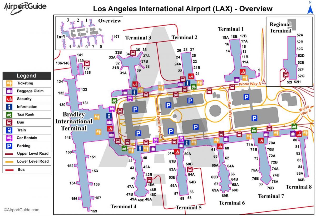 El aeropuerto de Los Ángeles mapa