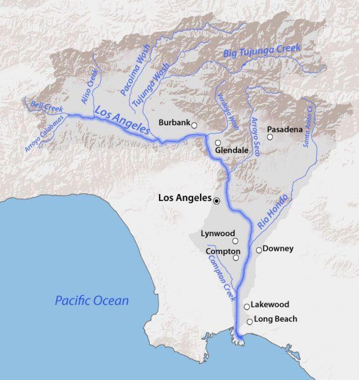 Río de Los Ángeles mapa