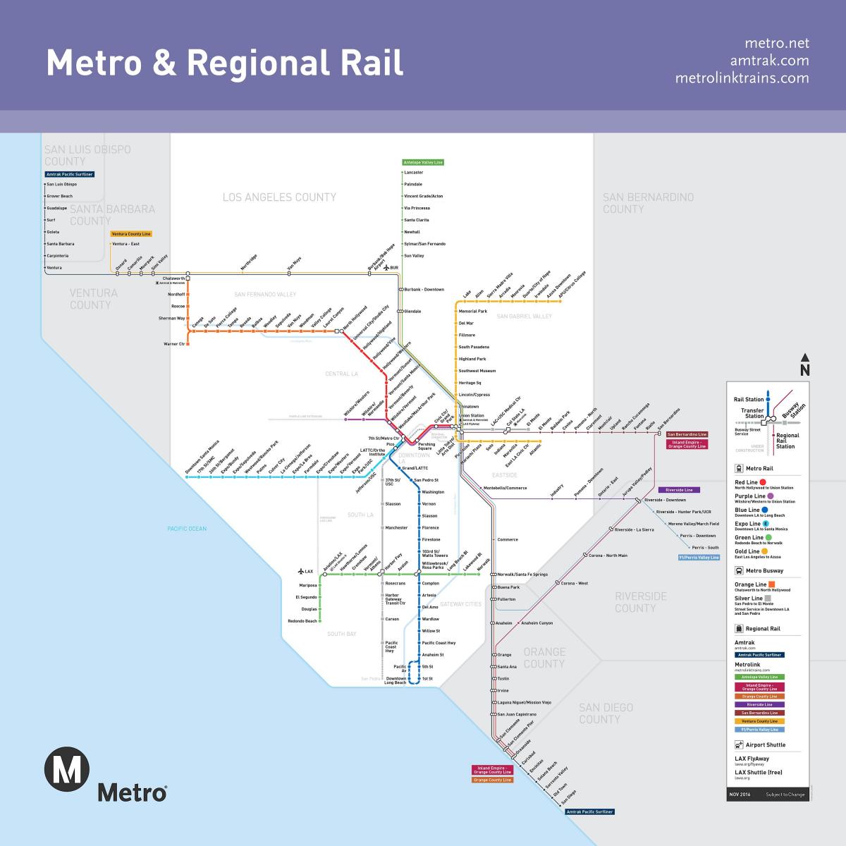 Los Ángeles de ferrocarril mapa