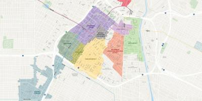 Mapa del centro de la ciudad de Los Ángeles distritos 