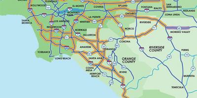 Los Ángeles carriles de viajes compartidos en mapa