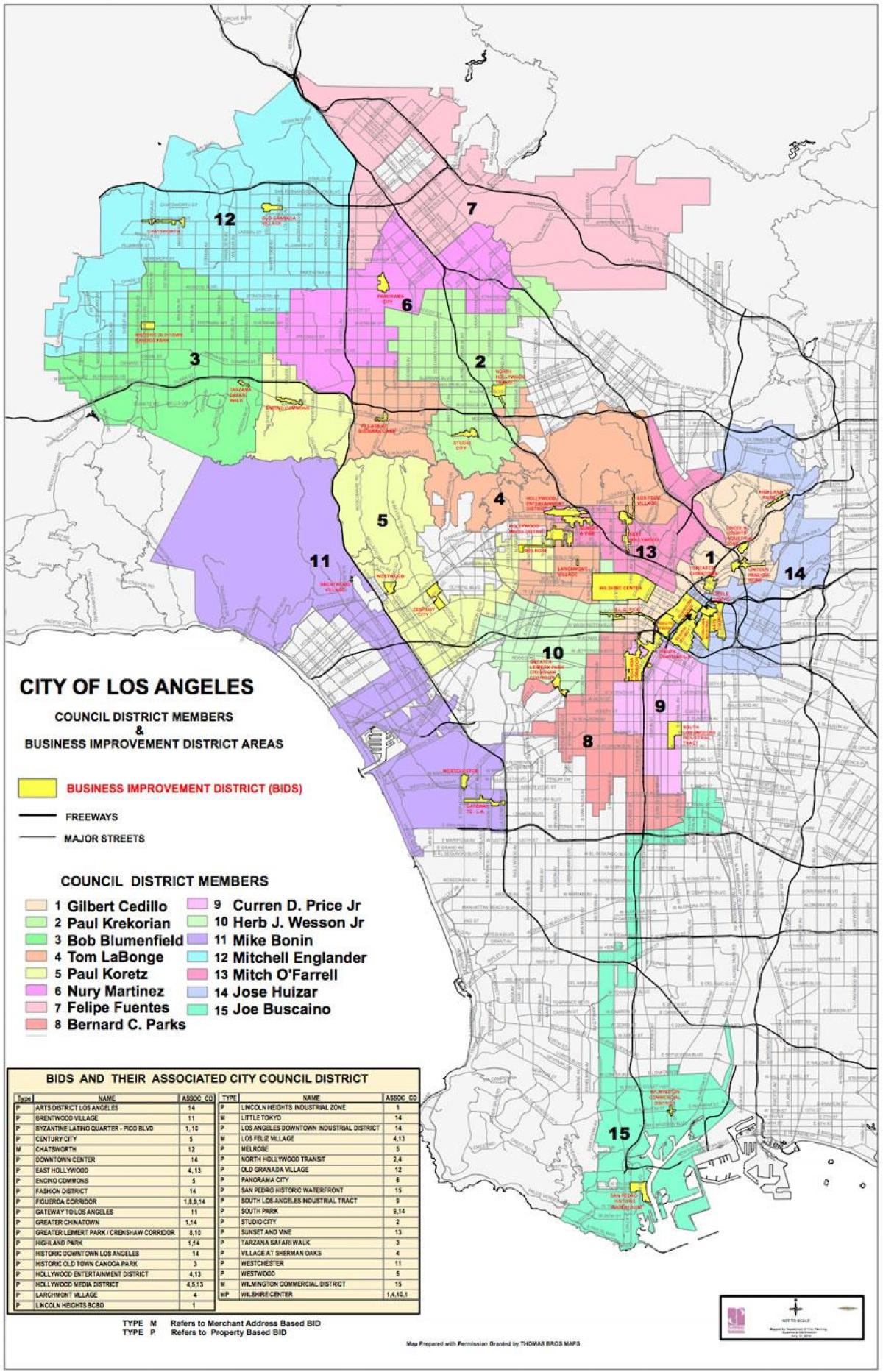Los Ángeles del consejo de distrito mapa