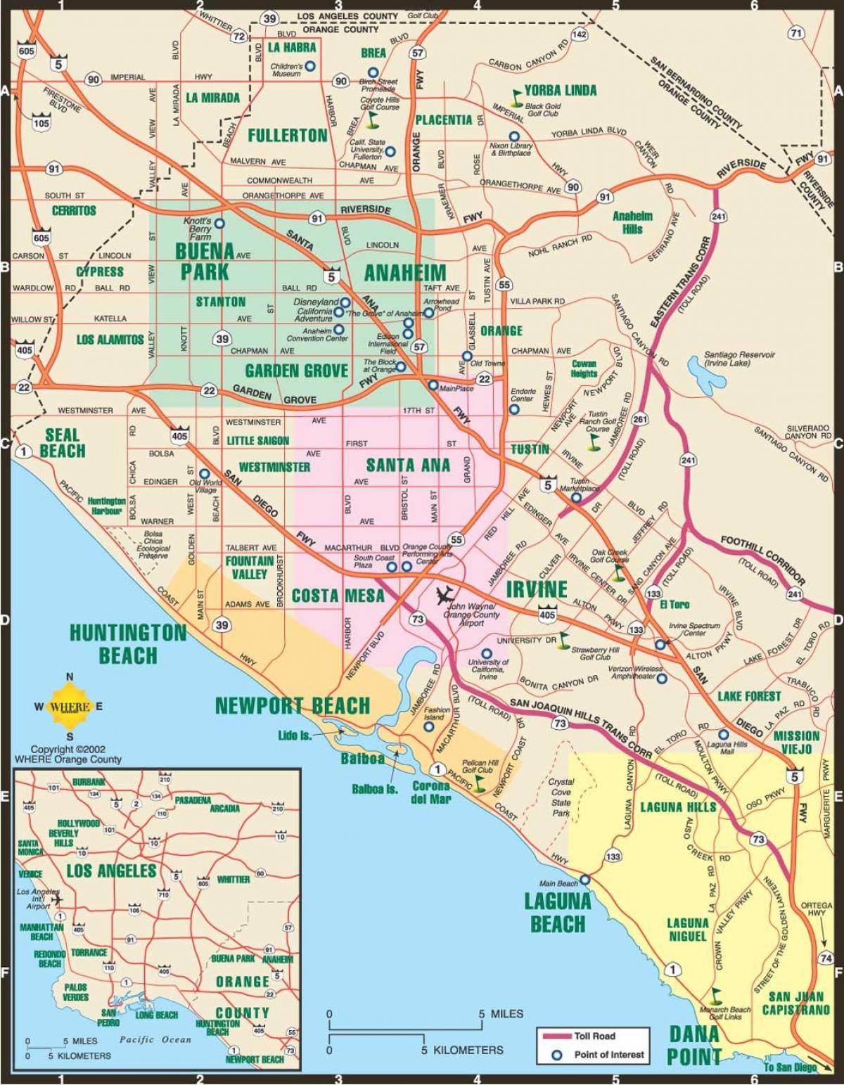 Los Angeles Y Sus Alrededores De Ciudades Mapa Mapa De Los Ngeles Y   De Los Angeles Y Ciudades De Los Alrededores Mapa 