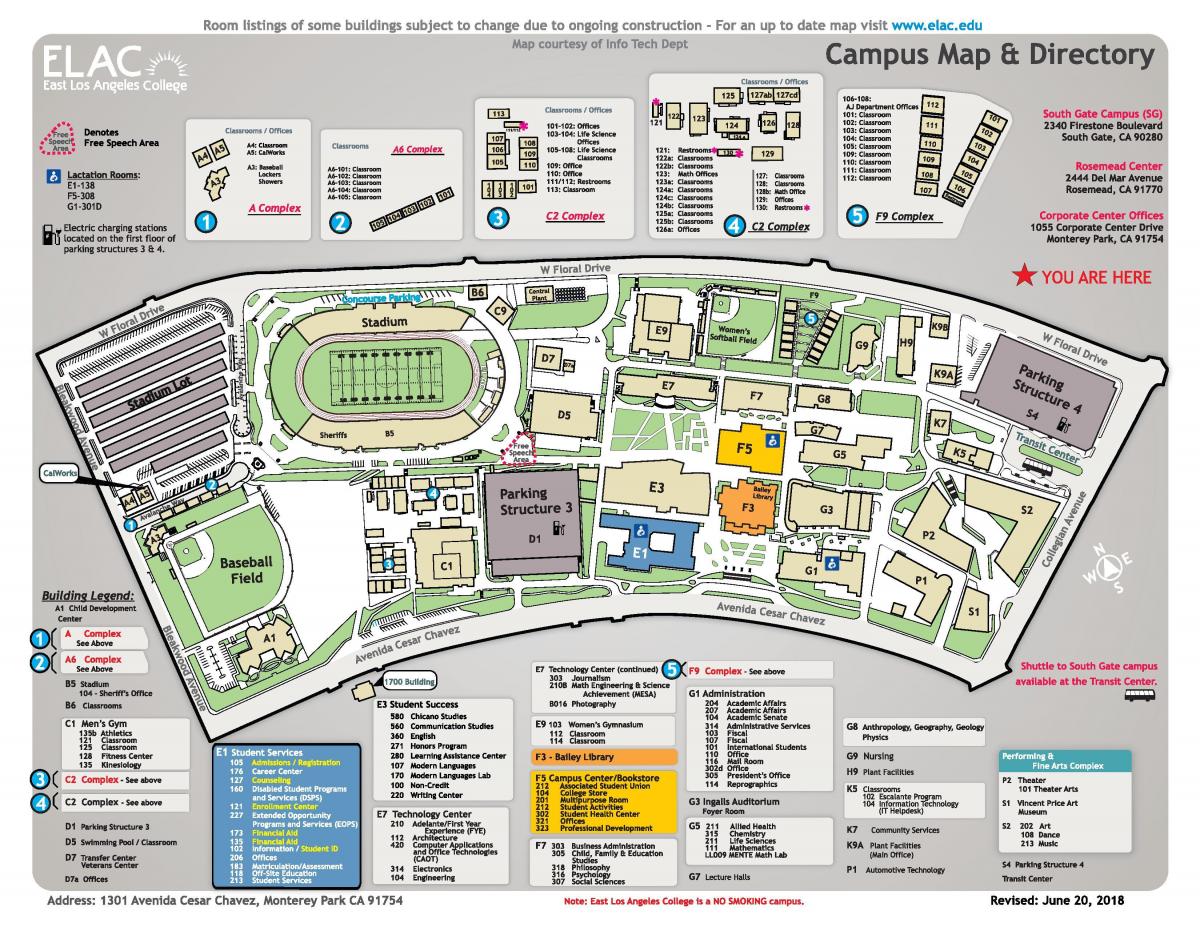oriente de LA universidad mapa