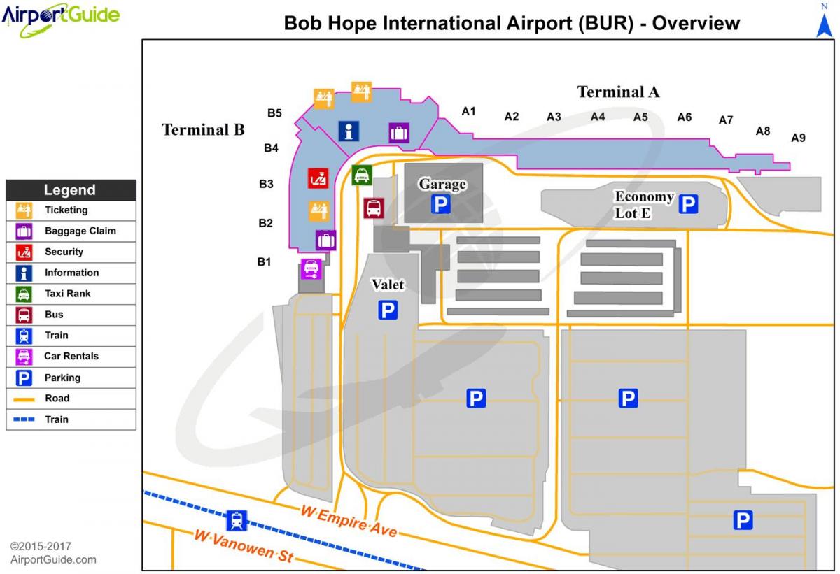 mapa de aeropuerto bob hope