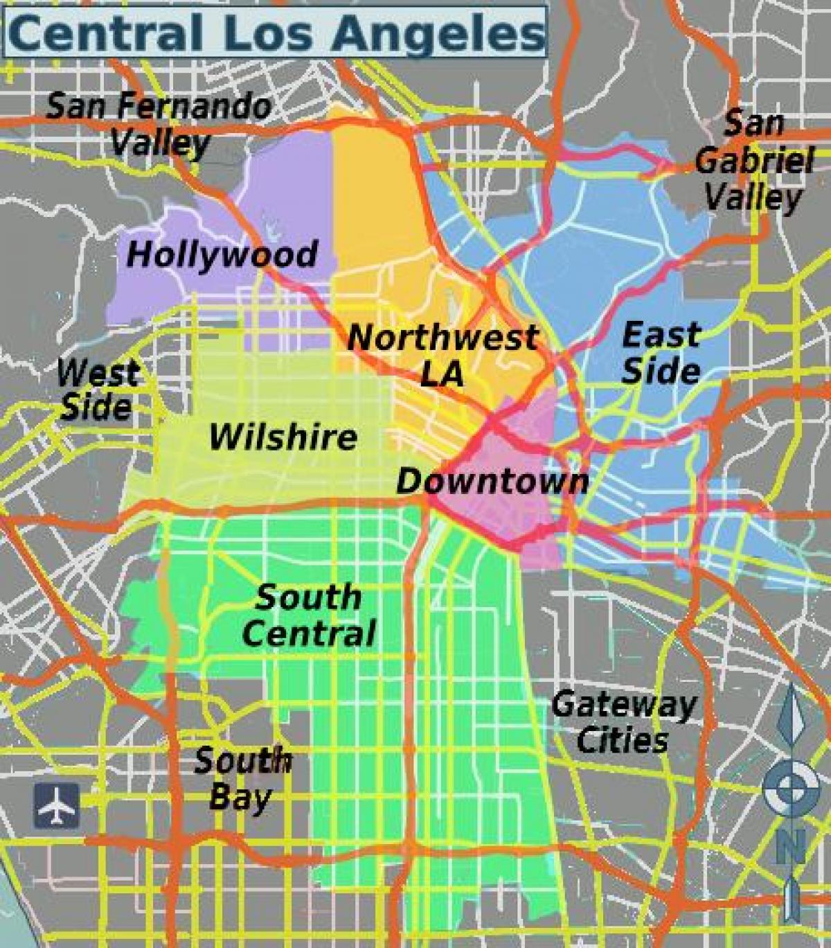 mapa de centro de Los Ángeles