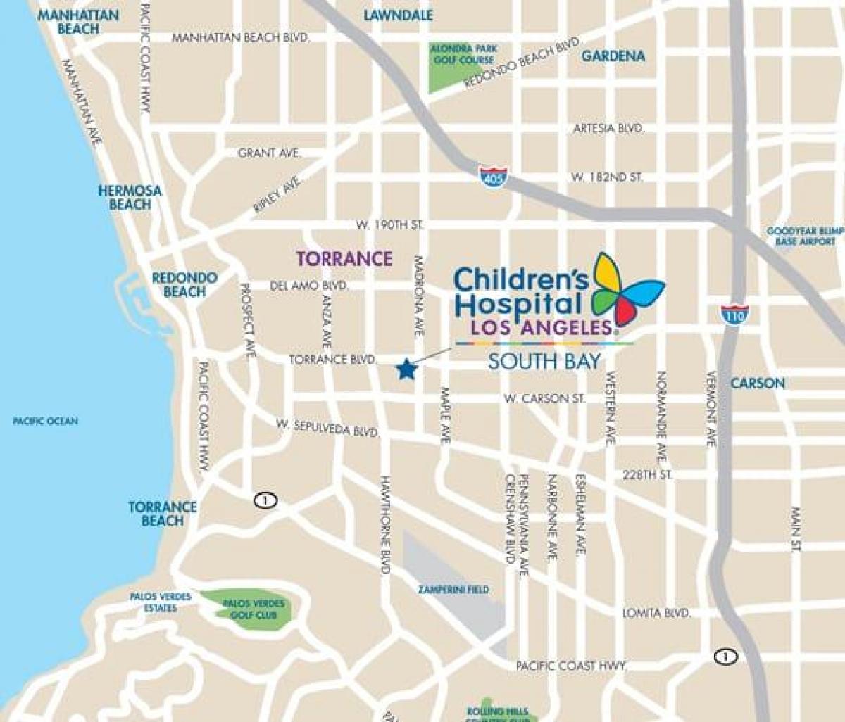 mapa del hospital de niños de Los Ángeles