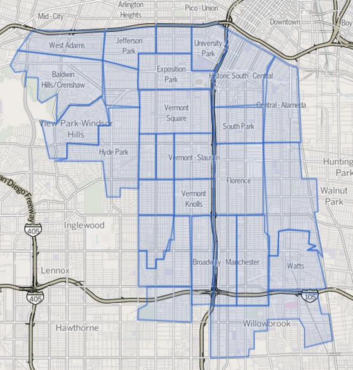 mapa del sur de Los Angeles 