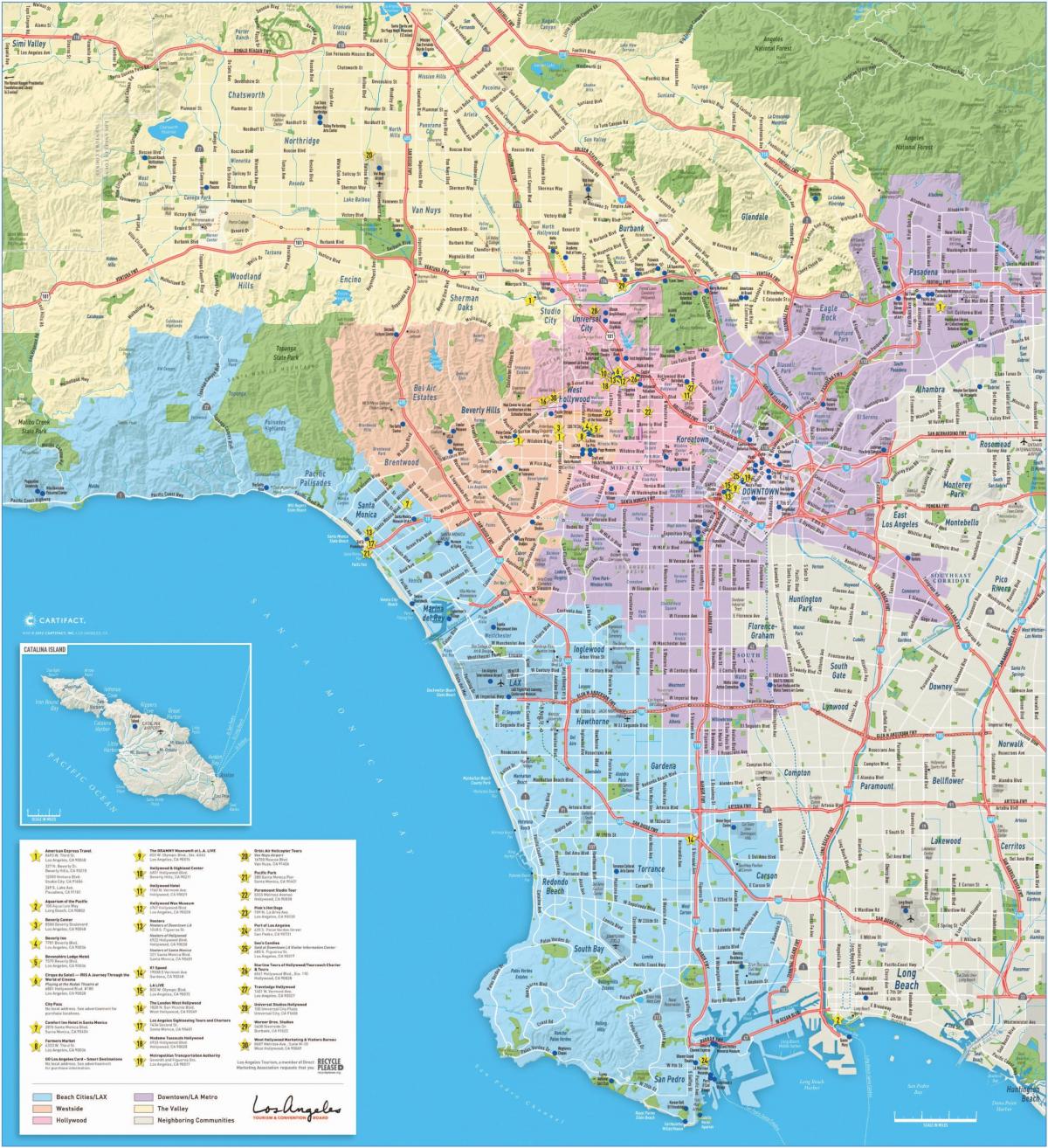 mapa de la gran mapa de Los Ángeles