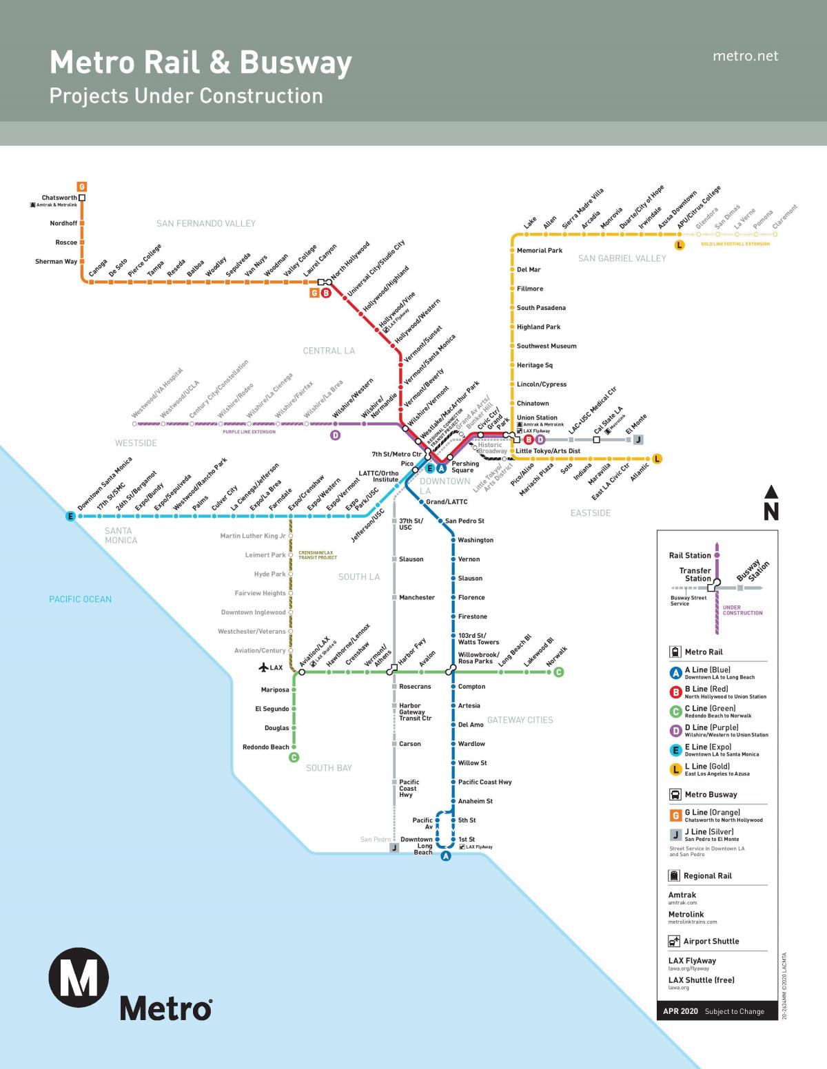 mapa de LA ampliación del metro de 