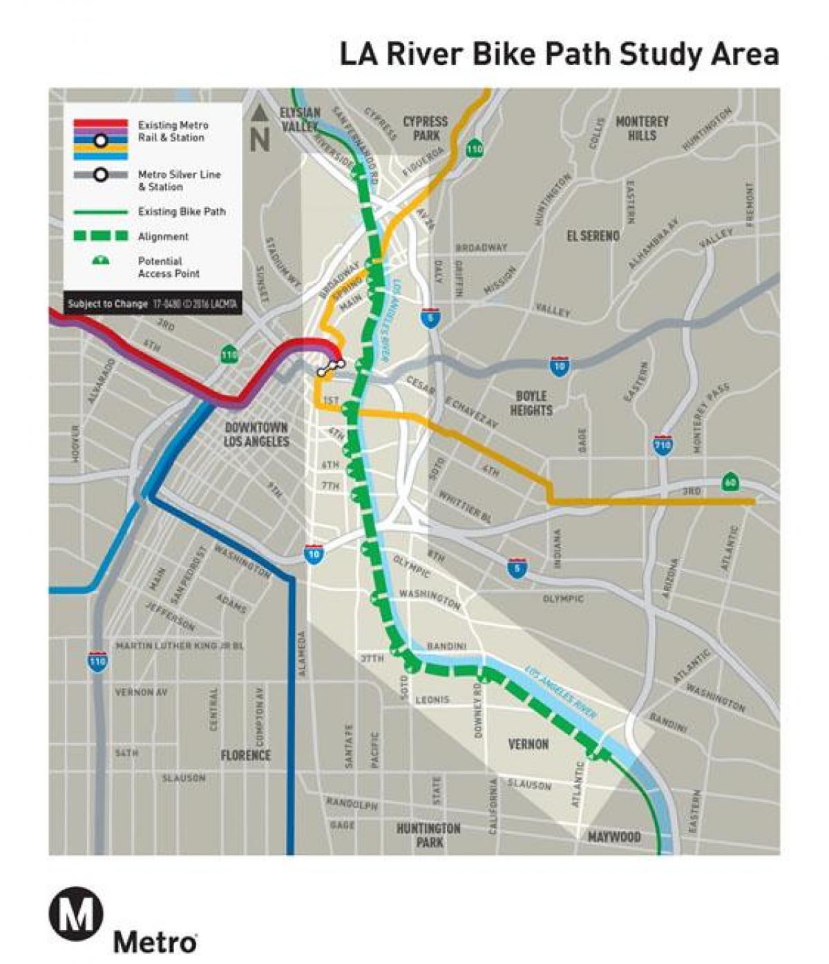 Río de Los Ángeles en bicicleta de ruta mapa