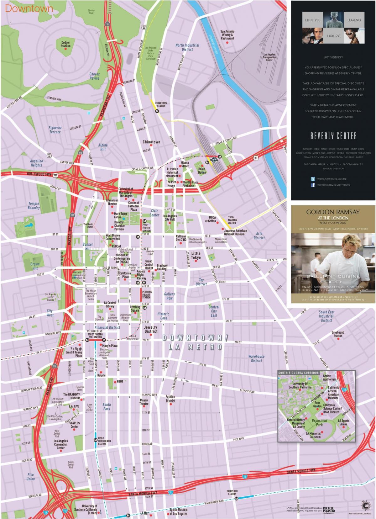 mapa de calle del centro de Los Ángeles