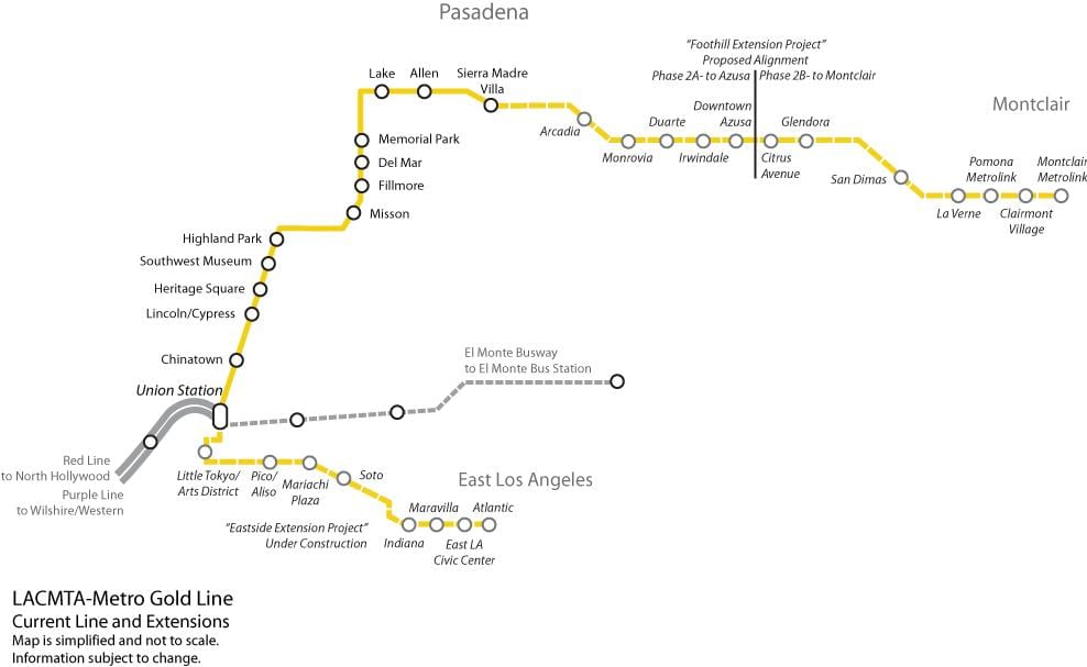 LA línea dorada del metro mapa