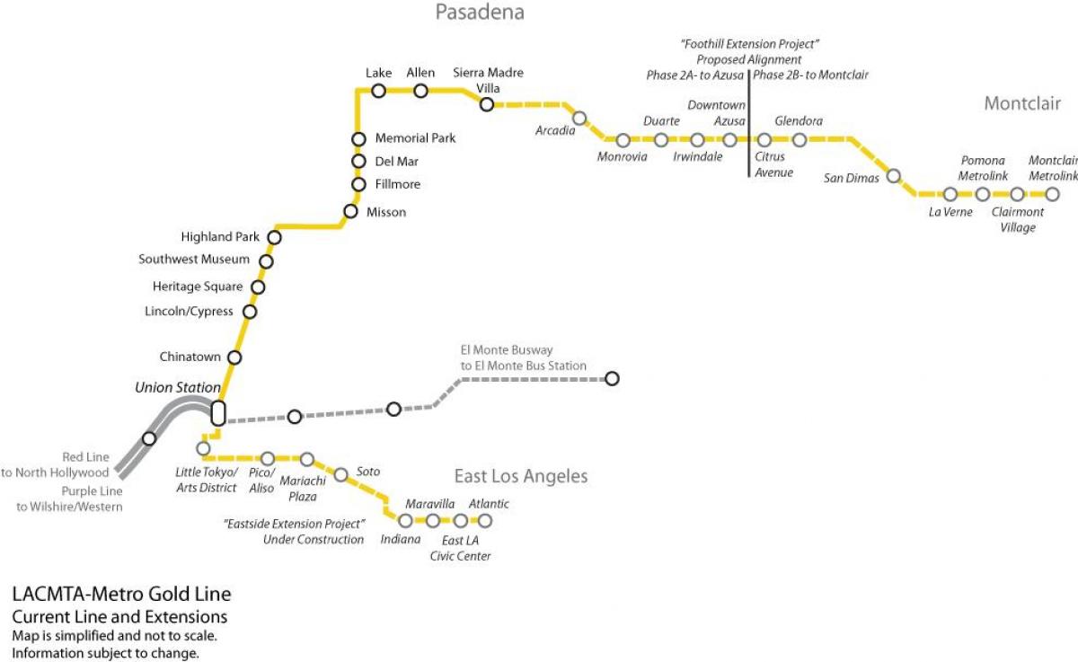 LA línea dorada del metro mapa