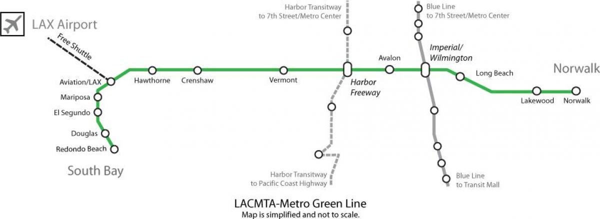 la línea verde del metro mapa de Los Ángeles
