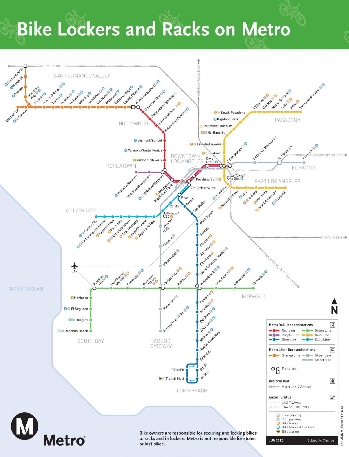 mapa de LA metro bicicleta