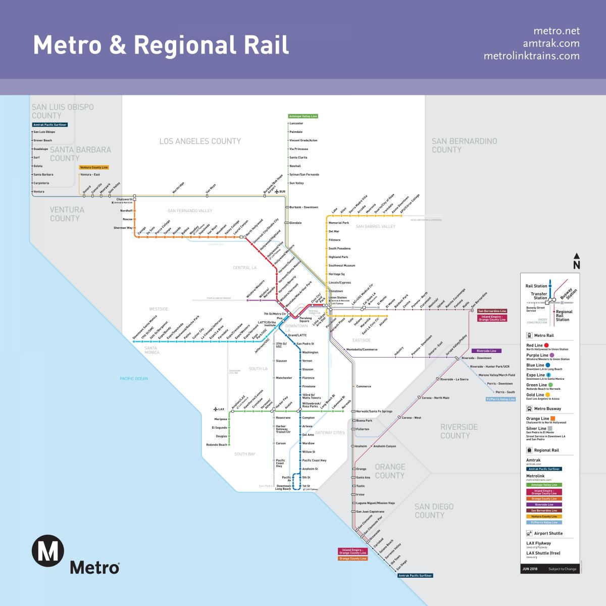 Los Angeles metro rail mapa
