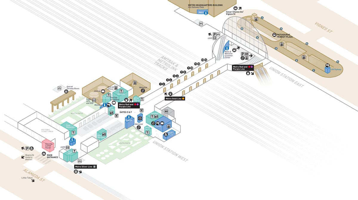 LA estación de la unión mapa