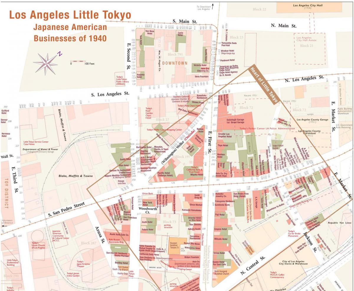 mapa de little tokyo de Los Ángeles