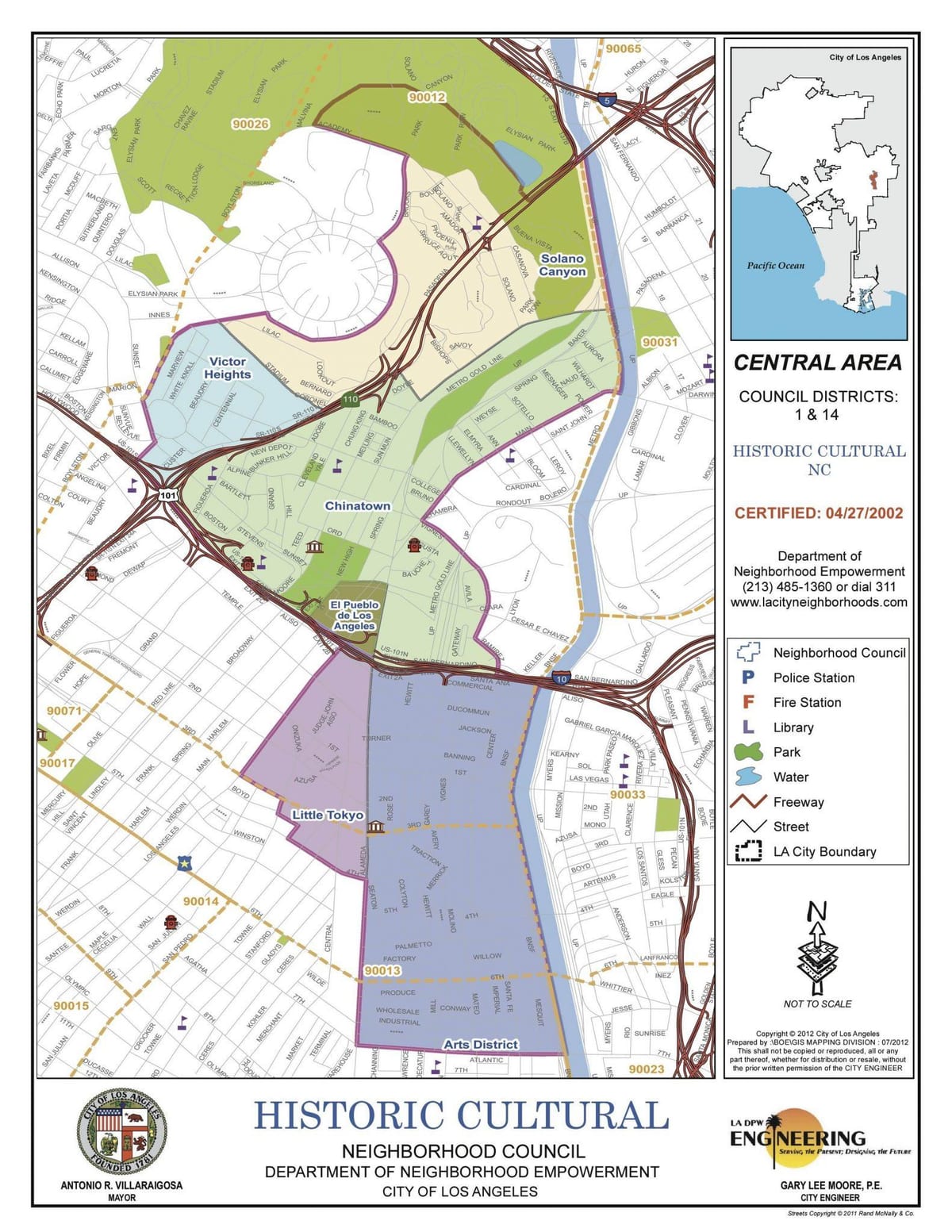 mapa de Los Ángeles del distrito de las artes
