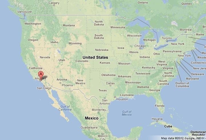 Los Ángeles en el mapa de estados unidos