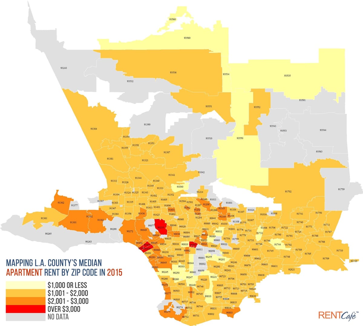 Los Ángeles zip mapa