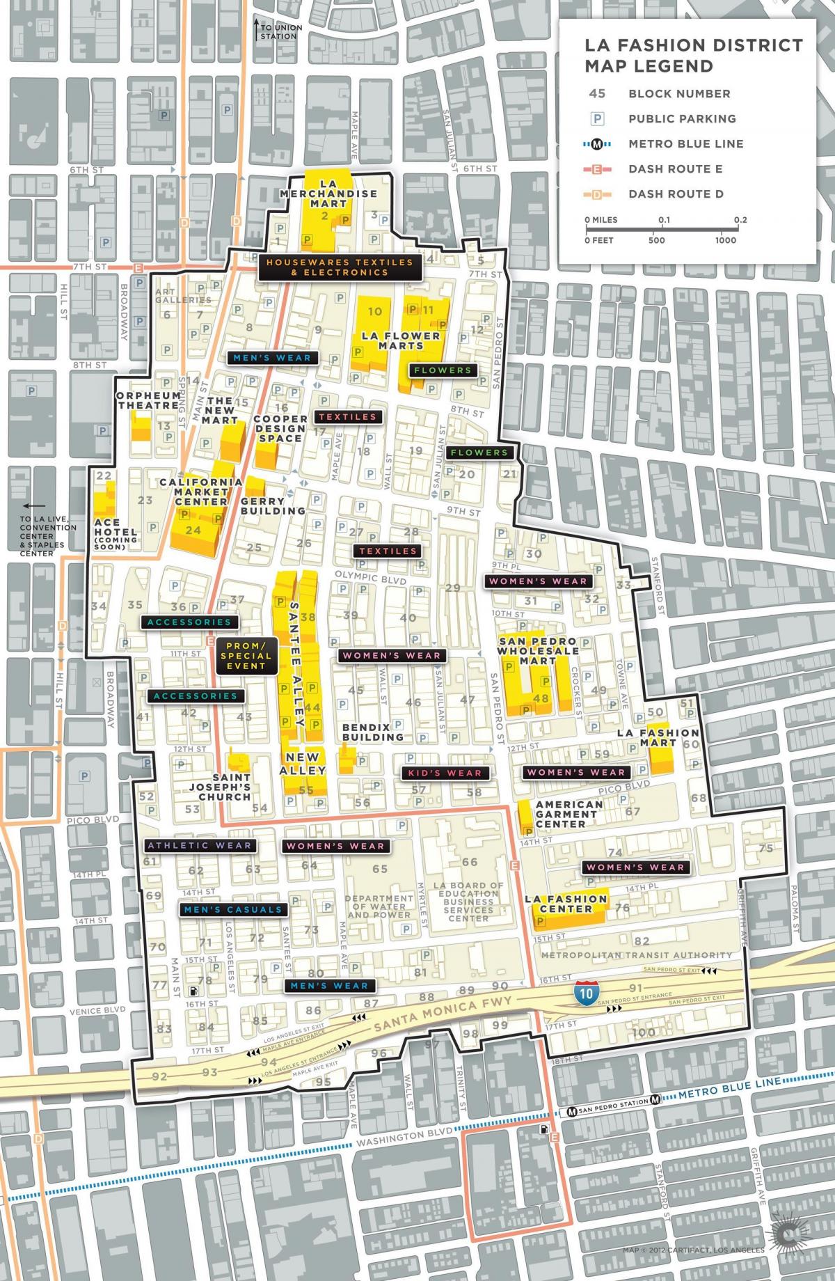 mapa de Los Ángeles, distrito de la moda