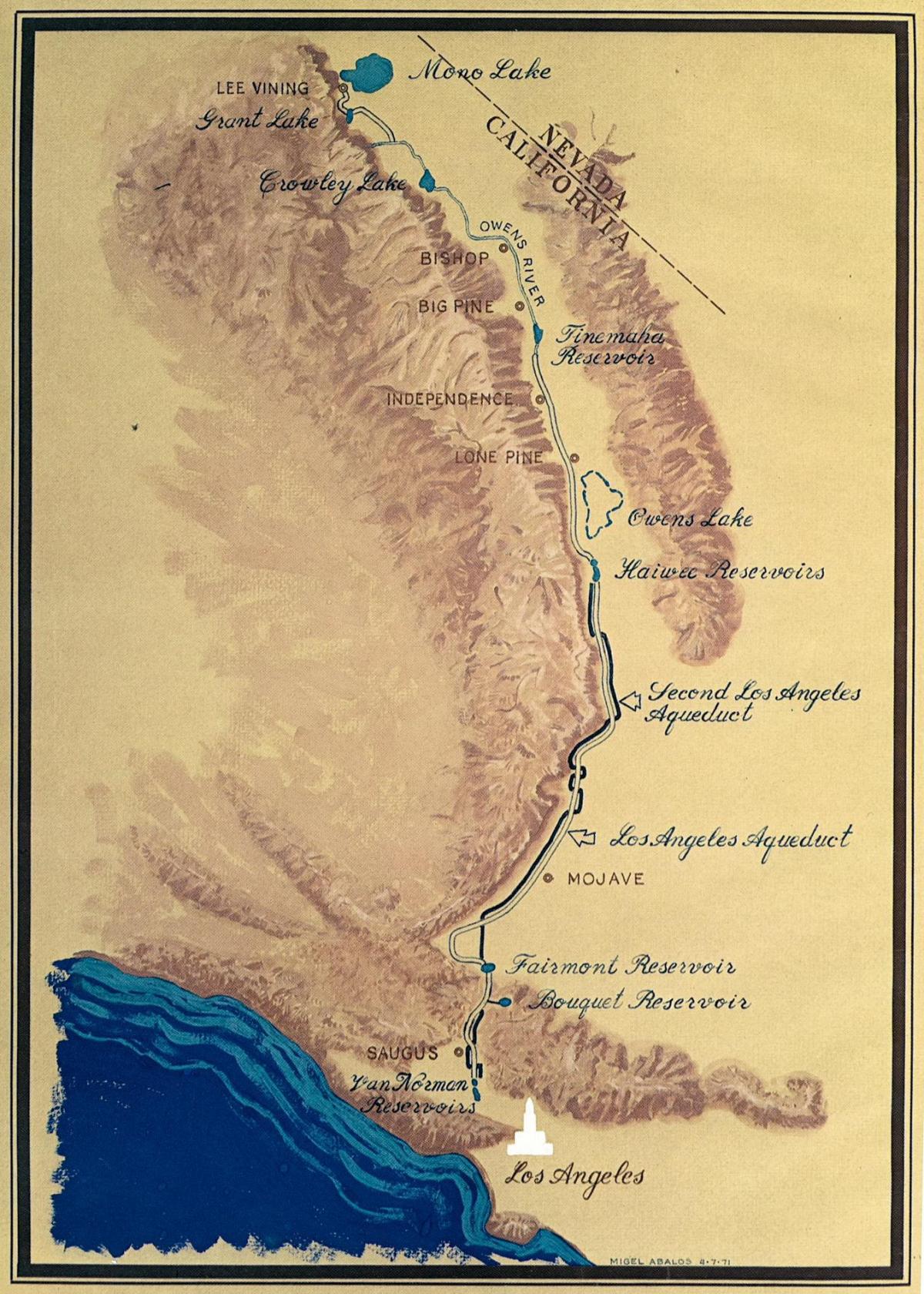 mapa de Los Ángeles del acueducto