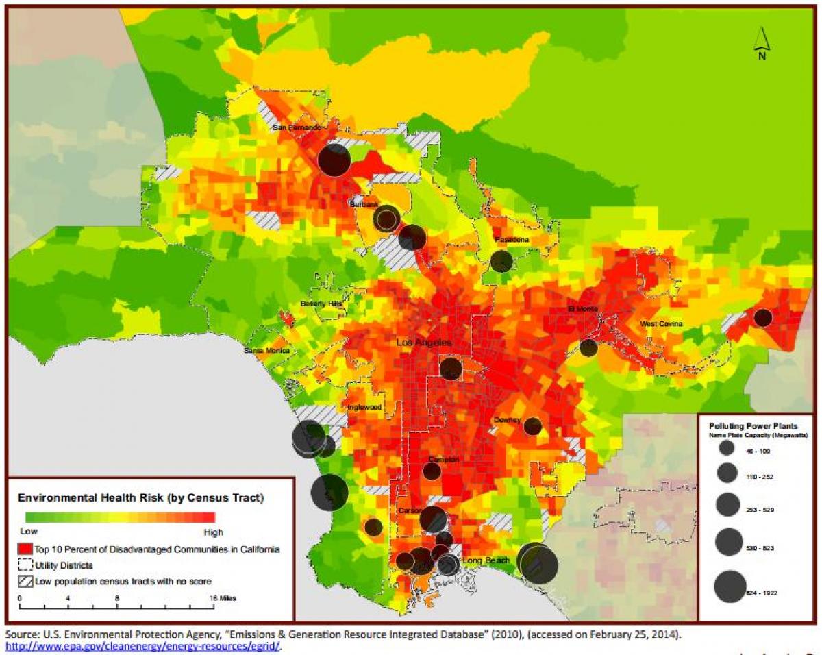 mapa de Los Ángeles de la calidad del aire 