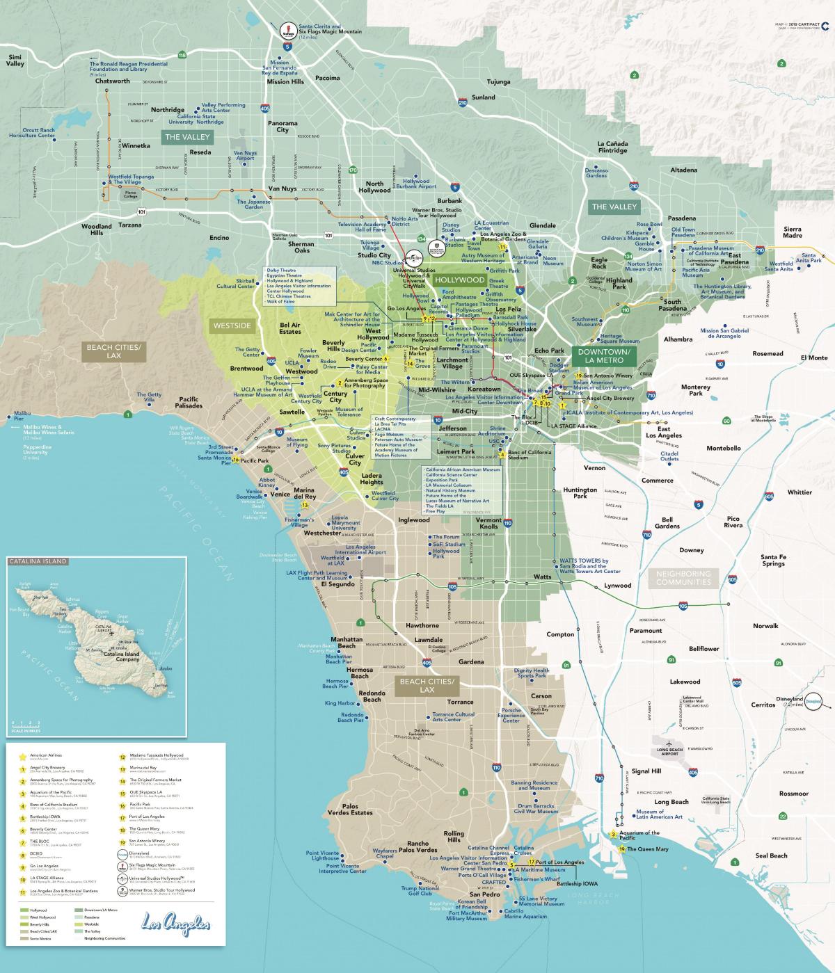 mapa de LA atracciones turísticas