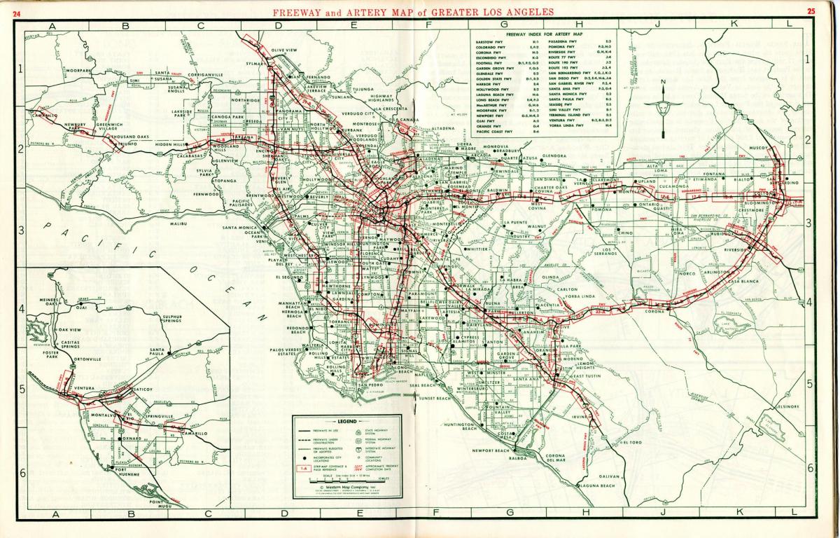 mapa de Los Ángeles mapa de 1940