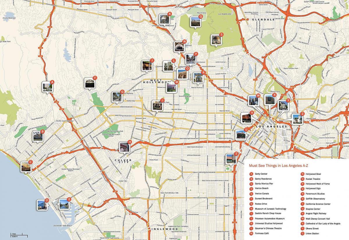 mapa de Los Ángeles monumentos