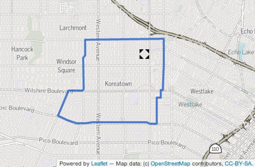 mapa de barrio coreano de Los Ángeles