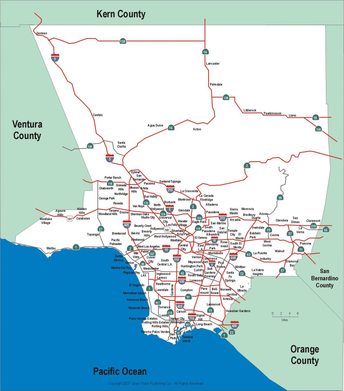 Los Ángeles mapa de carreteras
