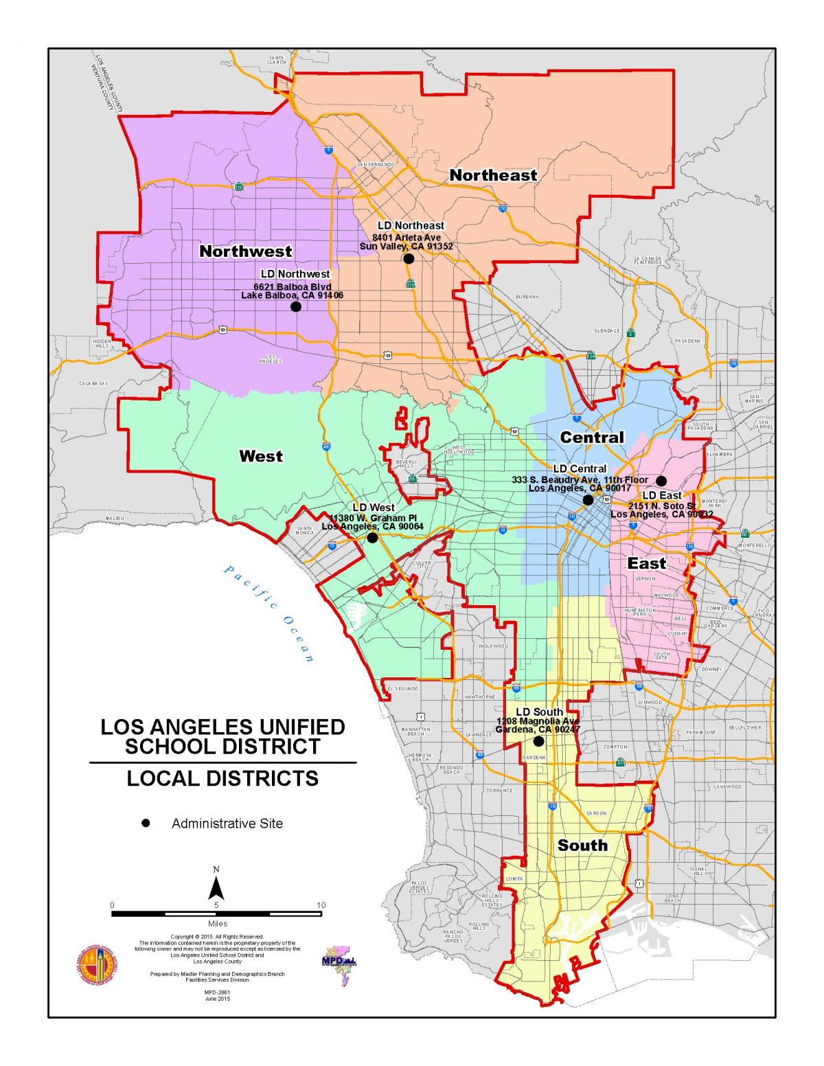 Distrito escolar de Los Ángeles mapa