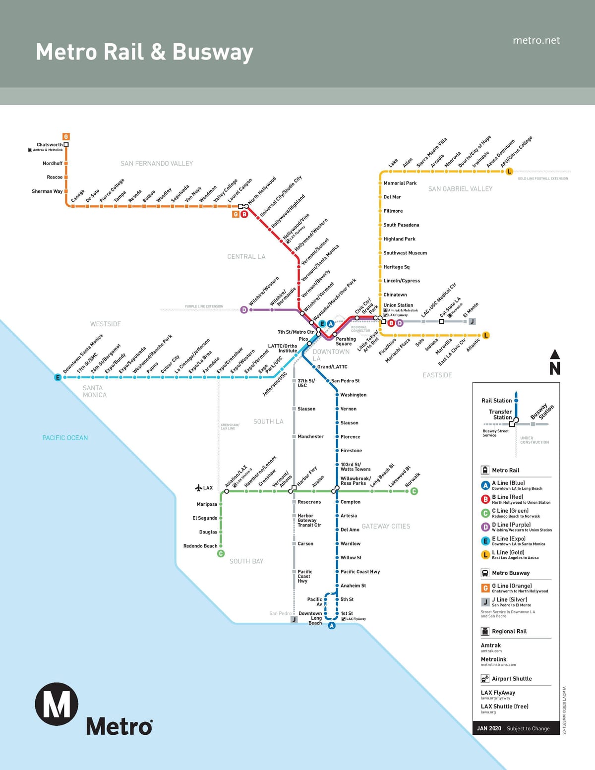 mapa del metro de Los Ángeles