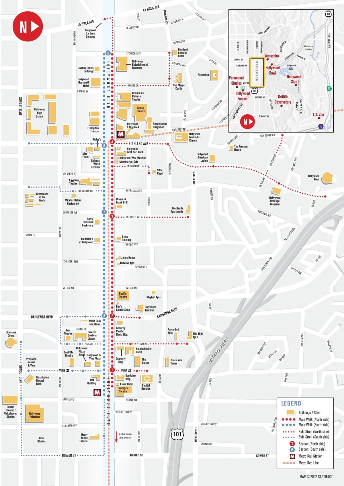 atracciones de hollywood mapa