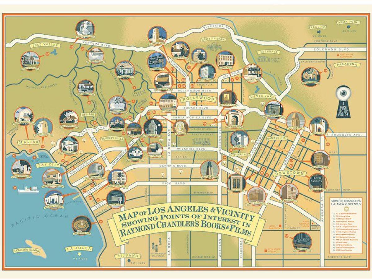 mapa de raymond chandler de Los Ángeles