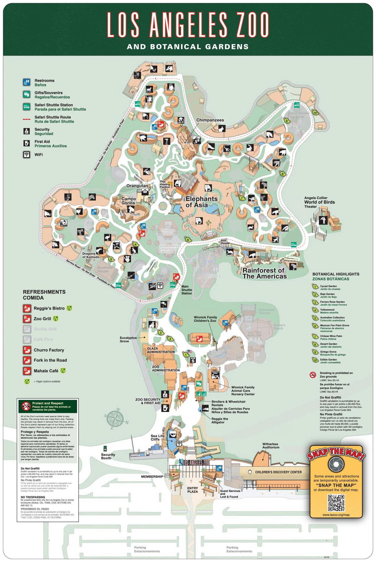 Zoológico de Los Ángeles mapa