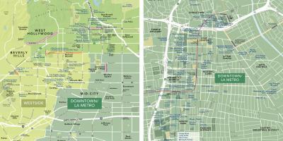 Mapa de centro de atracciones de Los Ángeles
