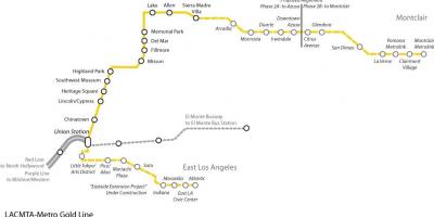 LA línea dorada del metro mapa
