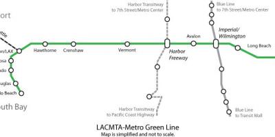 La línea verde del Metro mapa de Los Ángeles