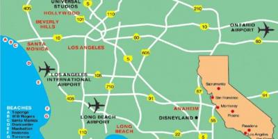 Área de Los Ángeles aeropuertos mapa