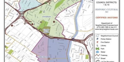 Mapa de Los Ángeles del distrito de las artes