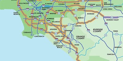 Los Ángeles carriles de viajes compartidos en mapa