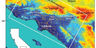 Mapa de Los Ángeles de elevación
