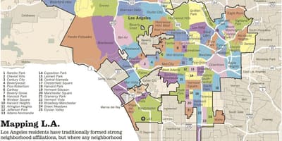 LA suburbios mapa