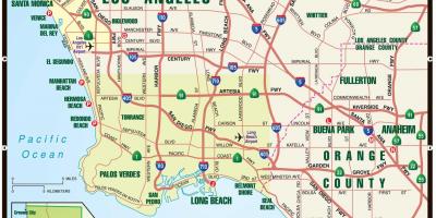 Mapa de Los Ángeles carreteras de peaje