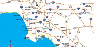 Mapa de california, aeropuertos cerca de Los Angeles